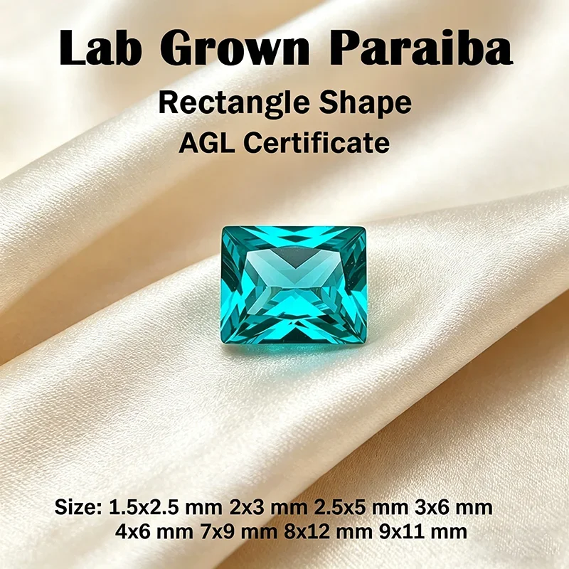 

P P Lab Grown Paraiba Gemstone Long Rectangle Shape Loose Gemstones For Jewelry Setting MultiShapes Available Round Heart Emeral