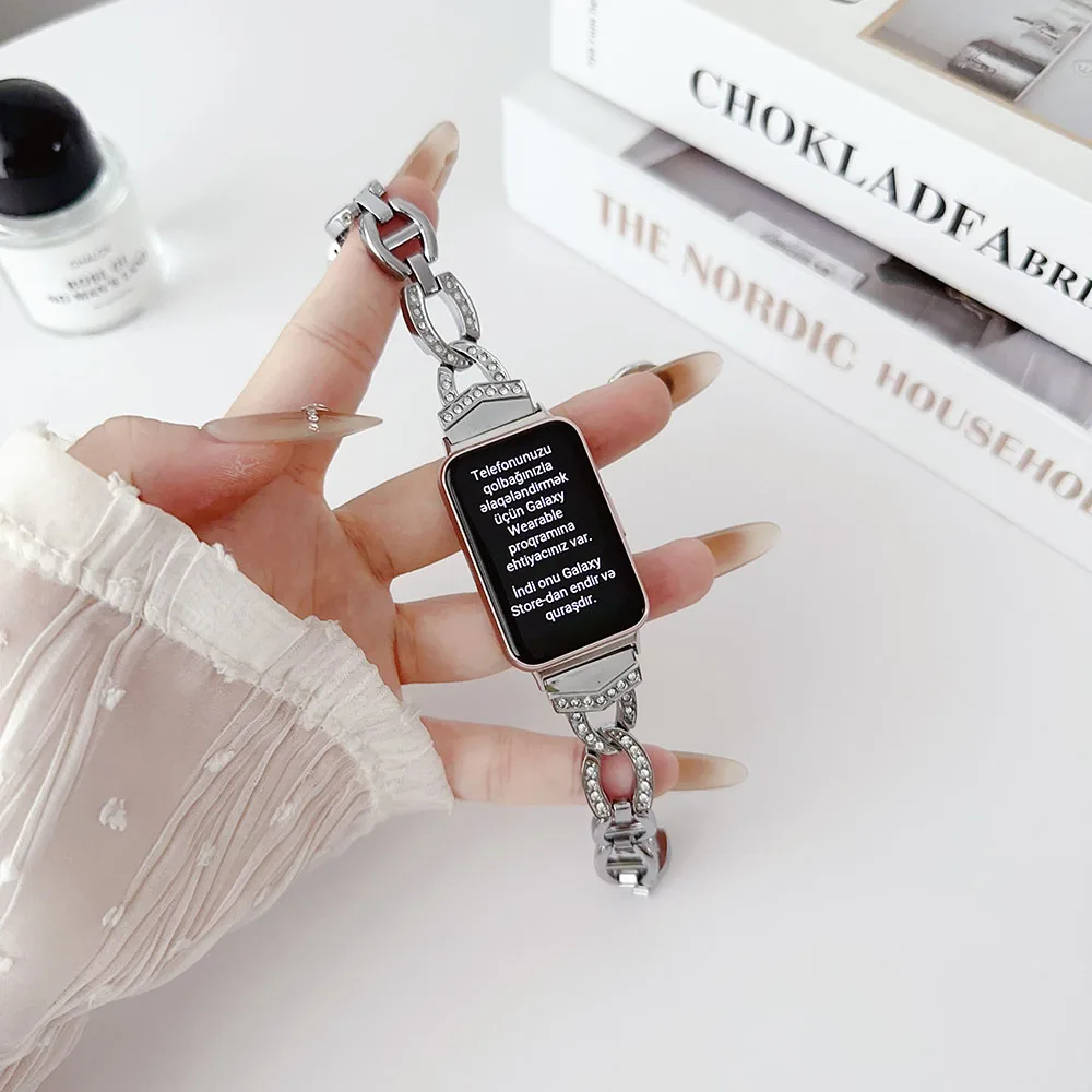 Metal Watch Bands for Samsung Galaxy FIT 3 SM-R390 Adjustable Metal Bracelet for Women Girl Replacement Wristband Chain