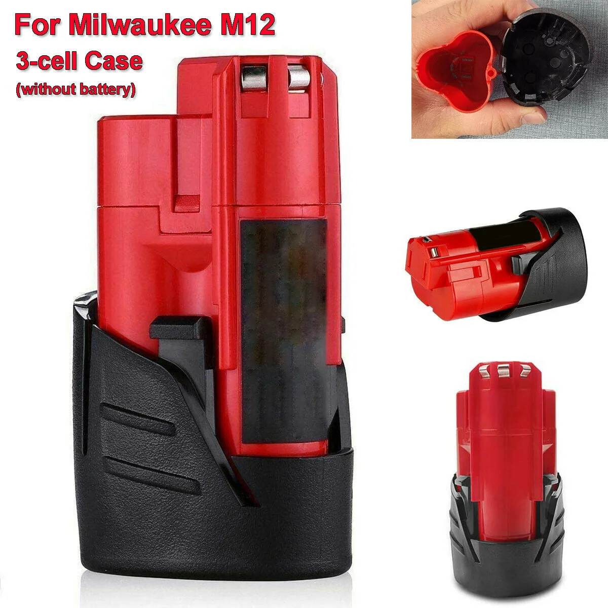 M 12 3Cell Li-ion Battery Plastic Case Box Part Shell Tool IP68 High Quality Plastic 12 Volt Li-Ion Battery Holder Box Tool Part