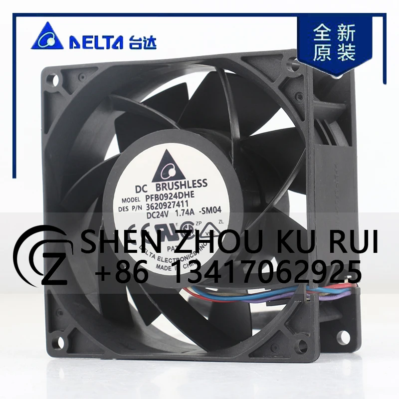 دلتا 5 فولت 12 فولت 48 فولت تيار مستمر 24 فولت 1.74A التيار المتناوب EC 9038 90X90X38 مللي متر 9 سنتيمتر الهيكل محول تردد الكرة ارتفاع حجم الهواء PFB0924DHE مروحة التبريد