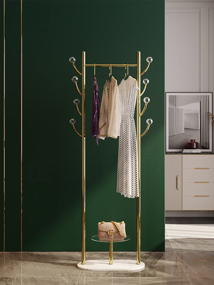 YY Nordic Entry Lux Style Coat Rack Floor Type Bedroom and Household Gold Stainless Steel