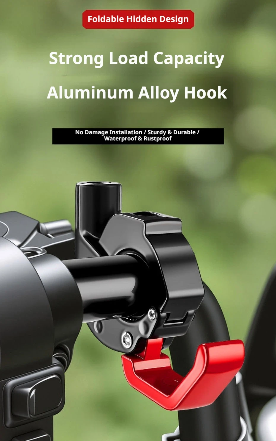 BLALION ABS/Aluminium Aufhänger Haken Helm Haken Austauschbare Fahrräder Hängen Tasche Haken Multifunktions Motorrad Haken Einfach zu Installieren – Detail 1