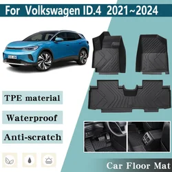 LHD For Volkswagen VW ID.4 2024 ID.5 GTX Pro 2021 2022 2023 TPE 5seats Floor Mats Scratch Resistant Foot Storage Car Accessories