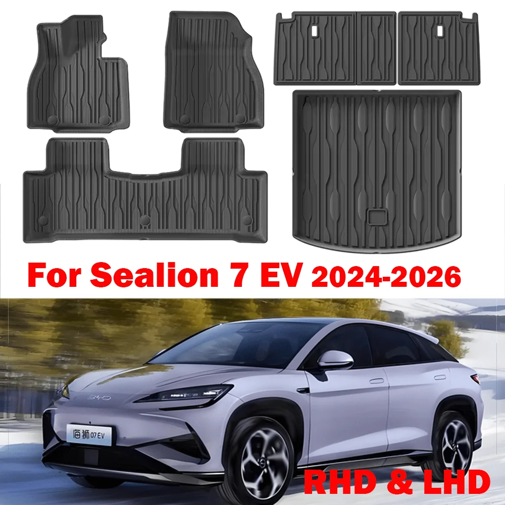 

For BYD Sealion 7 EV 2024 2025 Car Floor Mats Cargo Liner Trunk Pad TPE 3D Foot Mat All Weather Waterproof Backrest Trunk Mats