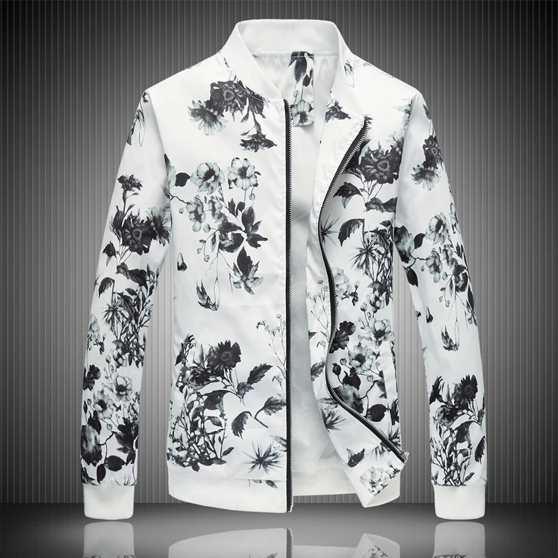 

Spring Nice Pop Men Jacket Aviator Jacket Coat Large Size 6XL-M Fashion Floral Print Casual Jacket Fashion Street Brand Clothing