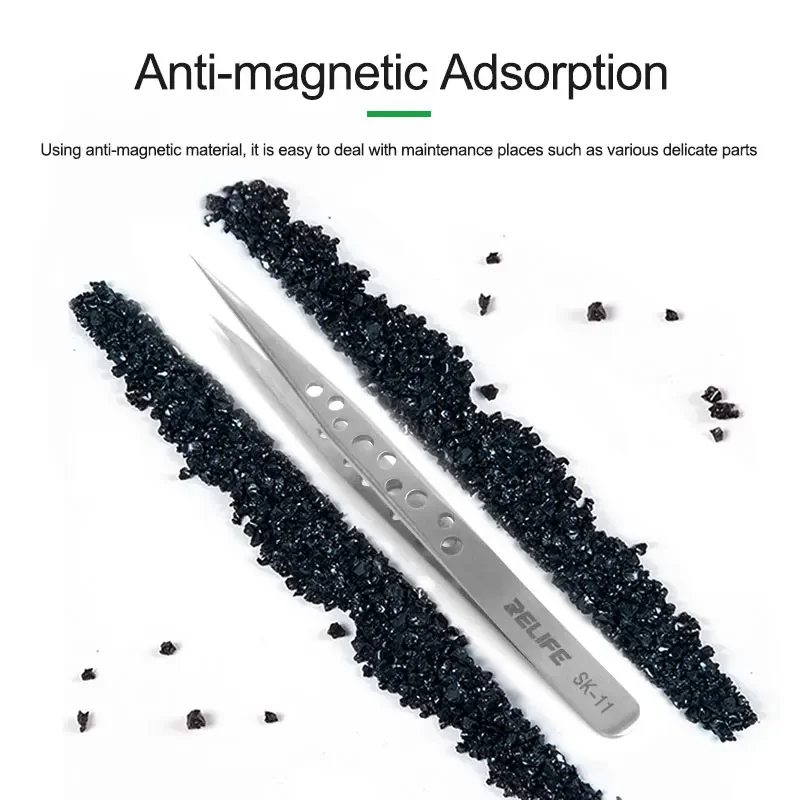 RELIFE SK-11/15 Universal Industrial Tweezers for Mobile Phone Repair Anti-static High Precision Straight Curved Tip Forceps