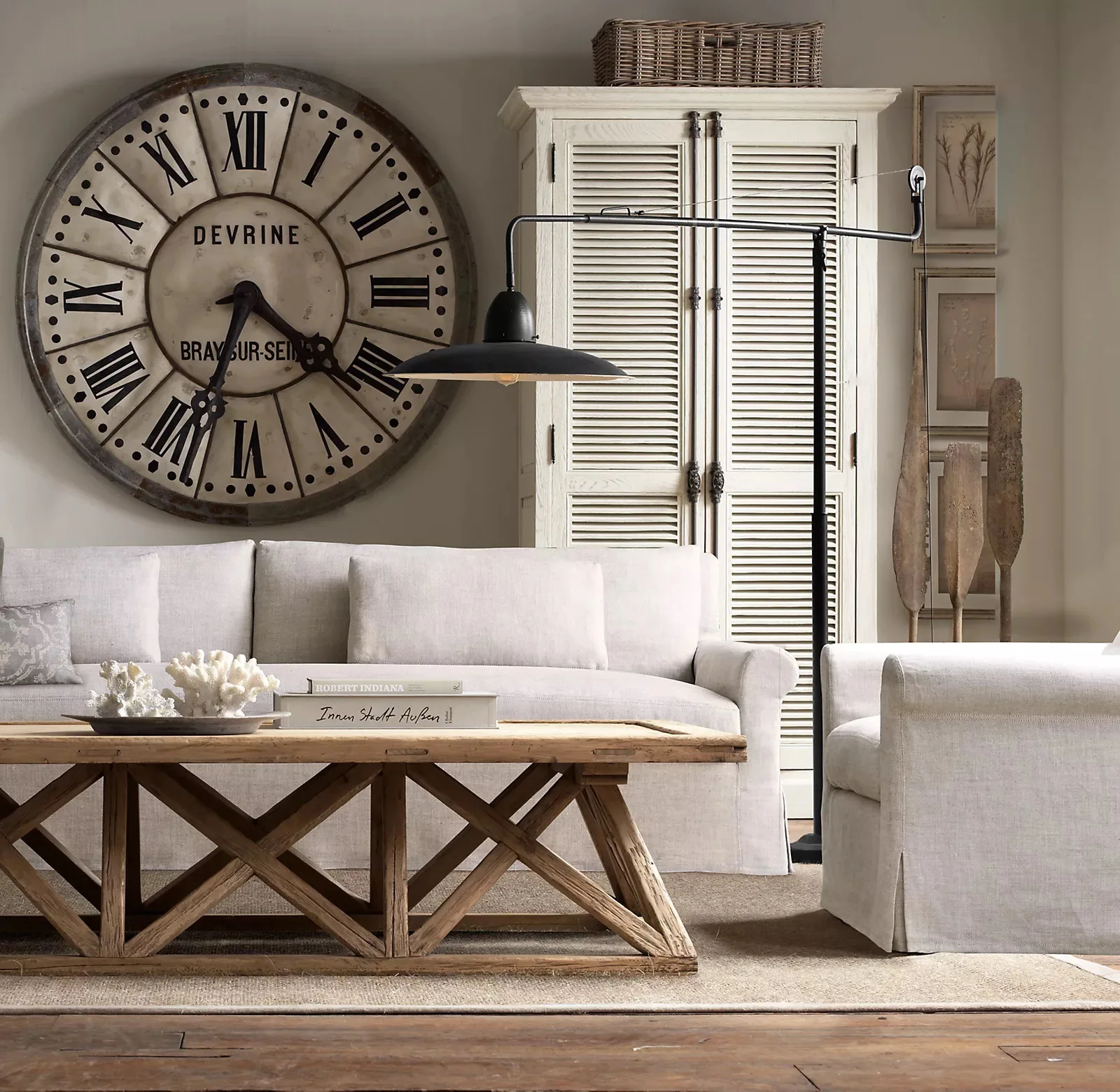 British classical solid wood sofa American rural retro fabric furniture Italian modern simple solid wood