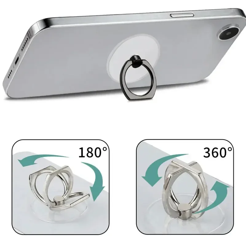 1/4PC Cell Phone Ring Holder Transparent Finger Grip Loop 360 Degree Rotation Kickstand Stand Compatible All Types Smartphone image 2