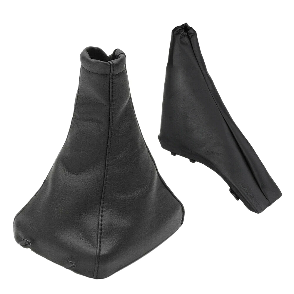 2Pcs Car Handbrake Gear Shift Boot Gaiter Gaitor Pu Leather Black for Opel Astra G Zafira a Vauxhall