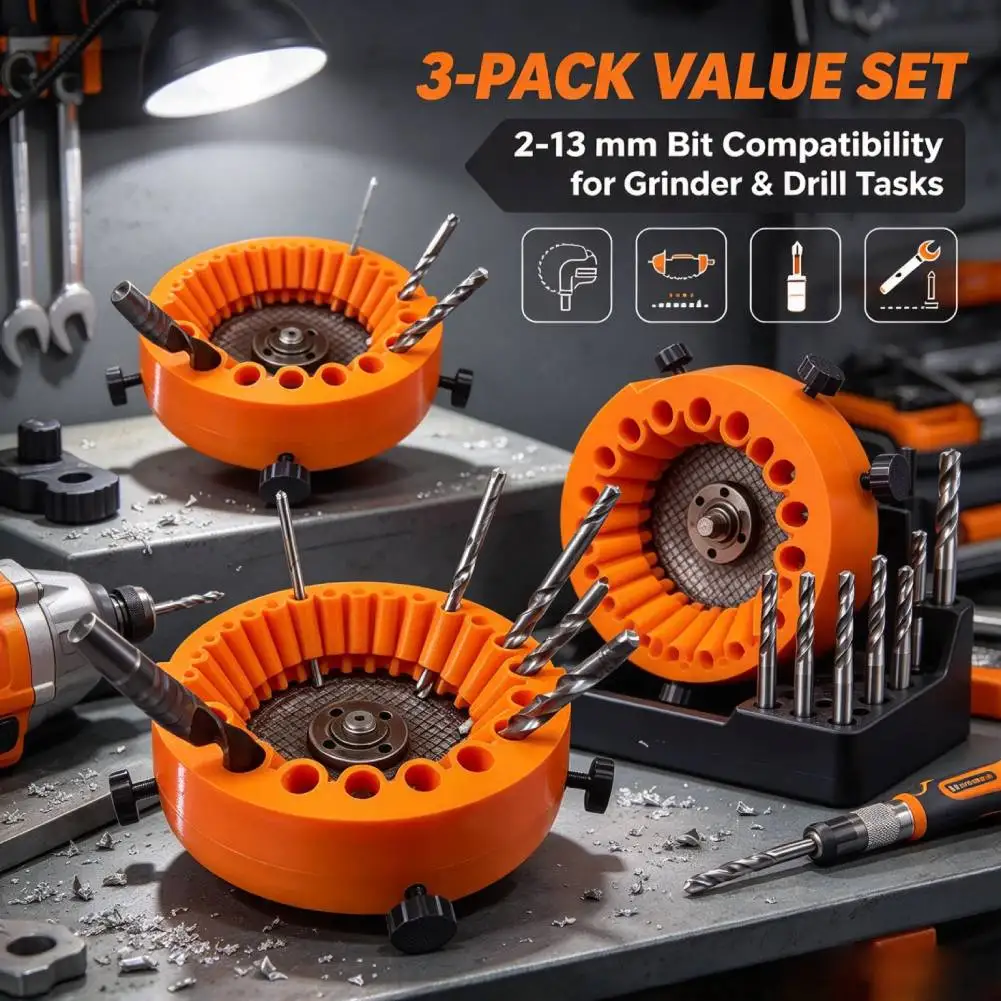 1/2/3Pcs Power Drill Bit Sharpener with Gloves Drill Bit Sharpening Tool Electric Grinding Drill Bit Sharpener Attachment