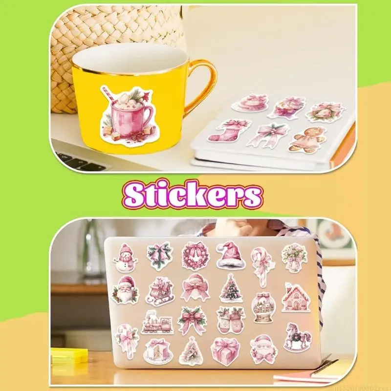 

D5BB 50PCS Festive Cartoon Stickers Selfs PVC Waterproof Art For Decorating Laptops Tablets Holiday Party Supplies