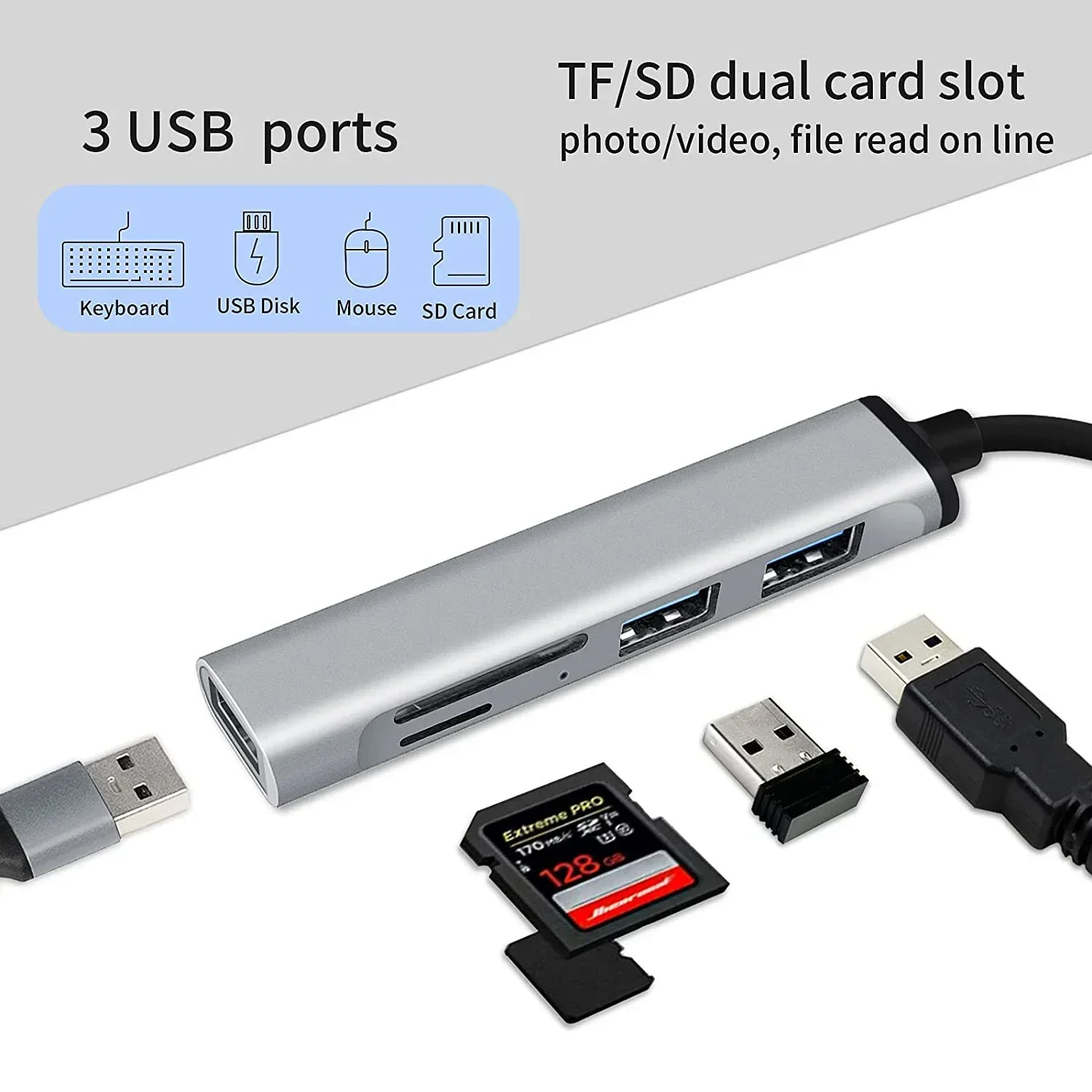 

USB 3.0 HUB splitter card reader multi port SD TF port/five in one high-speed Macbook computer accessories HUB USB Type C HUB