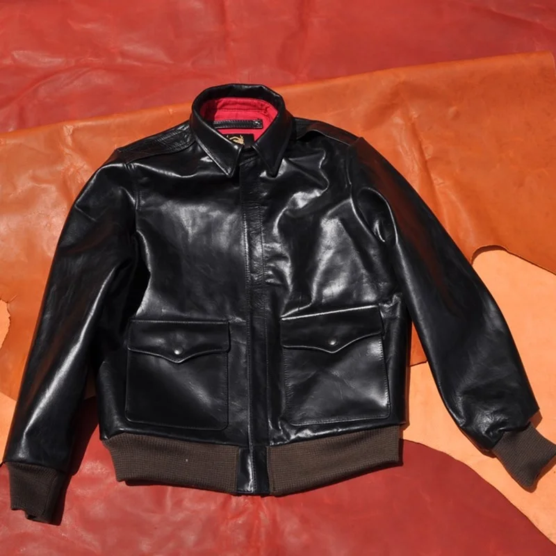 

bomber Free shipping.CC.top gun.Wholesales.Classic A2 leather jacket.Men quality Buffalo hide coat.Motor biker leather cloth