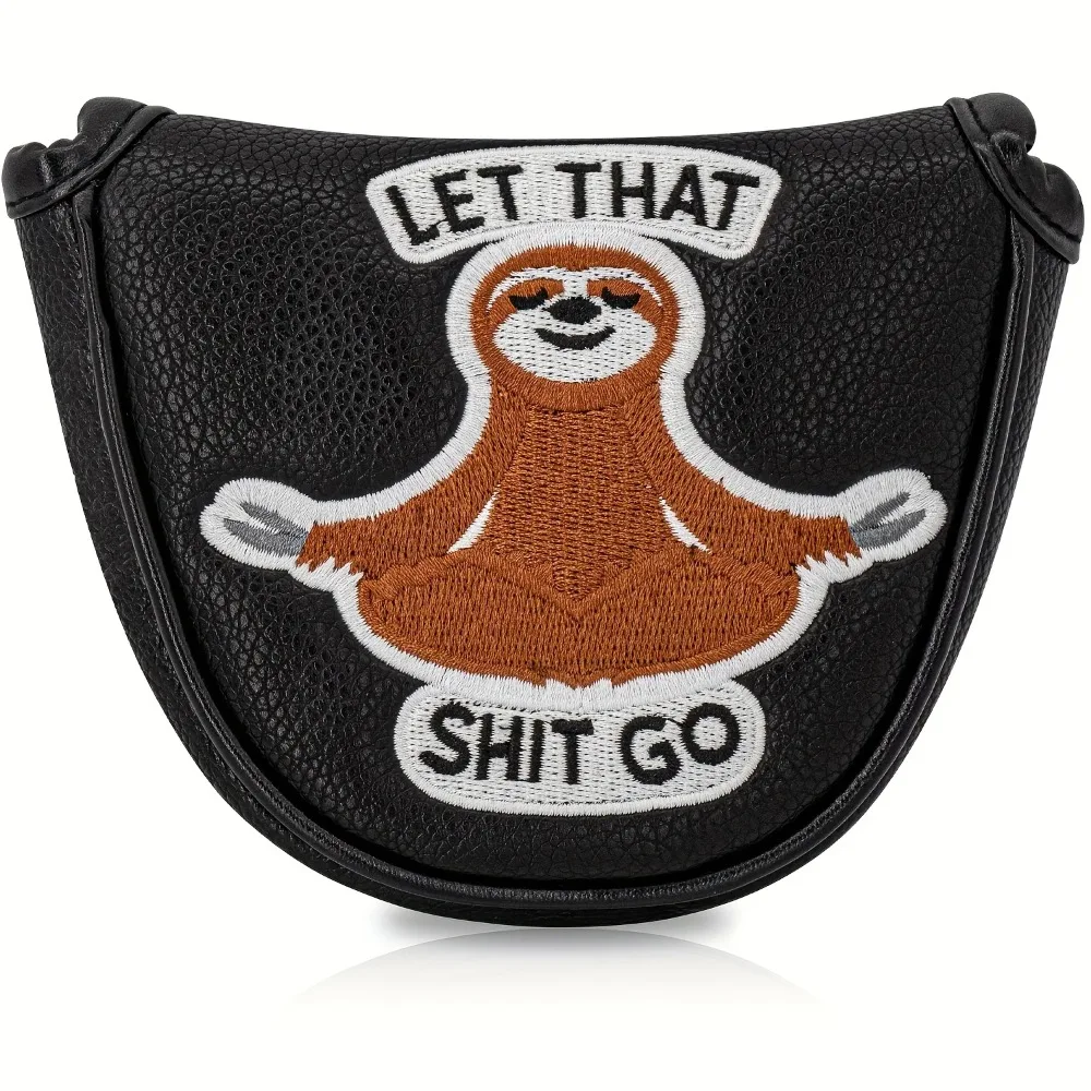Sloth Fun Design Style Club Head Cover|Semi-circle Putter Cover, PU Material with Advanced Embroidery for Most Brands.