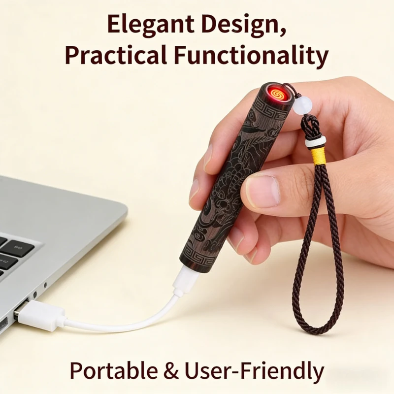 

Creative Windproof Flameless Lighter - Mini USB Rechargeable Tungsten Ignition Lighter, Portable Smoking Accessory Gadget