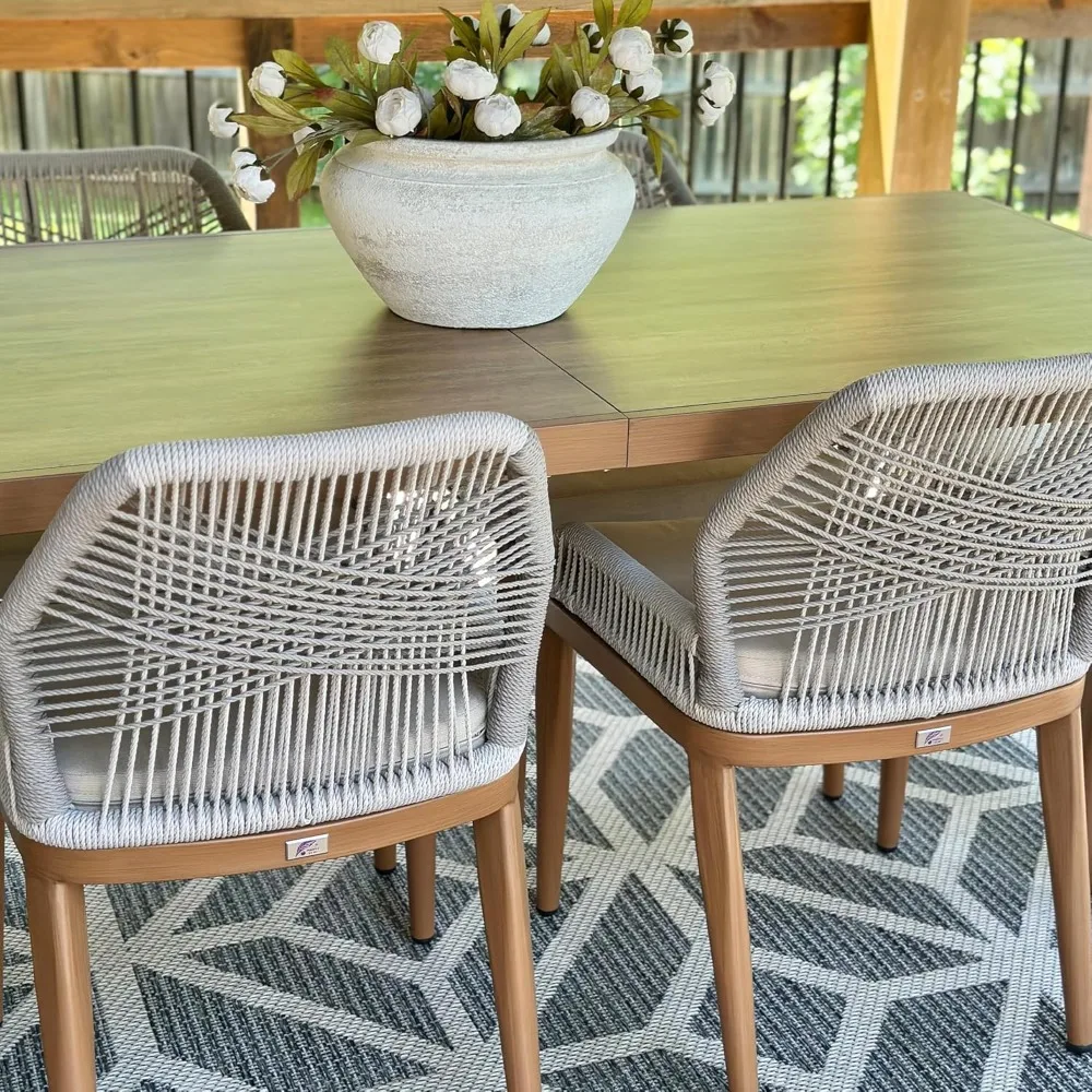 

Garden Furniture Set, Patio Dining Chair Set 2 Pieces Aluminum Modern Furniture Seating for Garden, Outdoor Wicker Dining Chairs