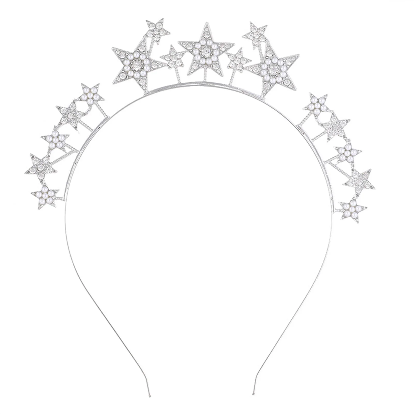 

Plated Gold & Silver Star Headband Nonslip Hair Accessories with Rhinestone for Birthday Stage Party Show Dress up