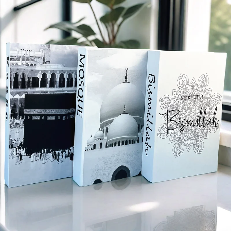 Kaaba Mosque Arch Moroccan Fake Book Storage Box Islamic Decorative Coffee Table Books Muslims Bedroom Ramadan Decoration 2025