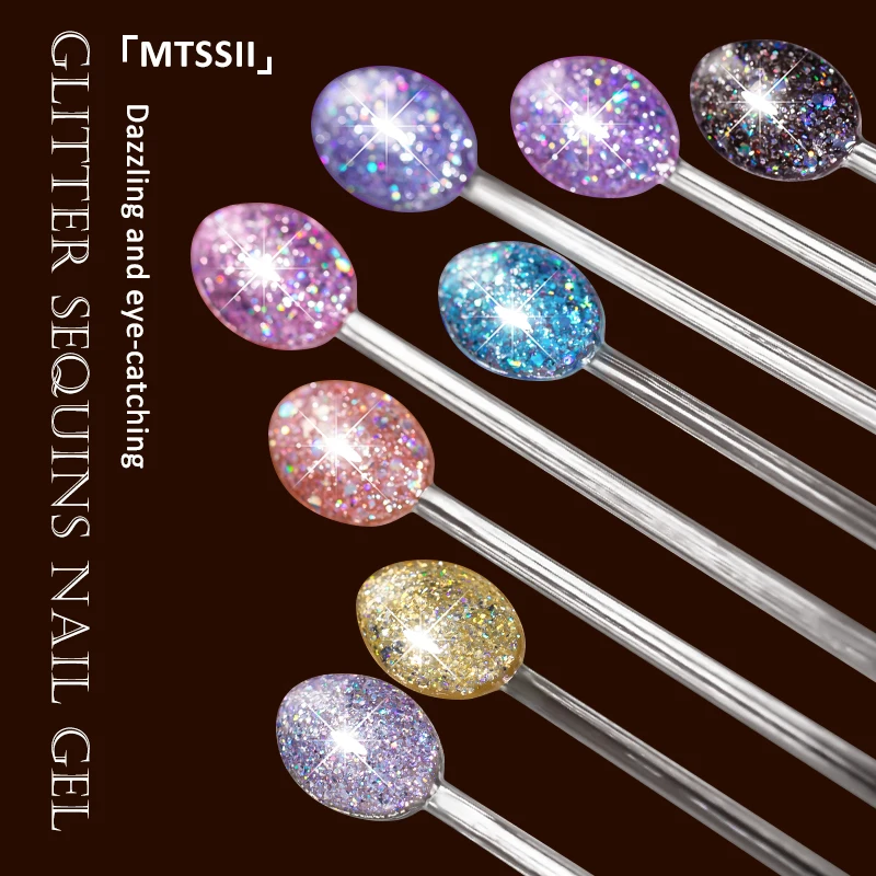 7ml Glitter Paillettes Gel Smalto per unghie Sparkle Argento Oro Rosa Nero Lucido Gel olografico Smalto Soak Off UV LED Unghie curate Art