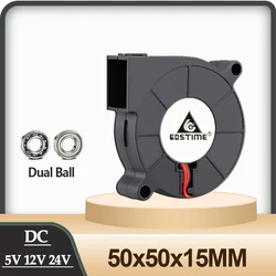 Gdstime 2PCS 5CM DC 24V 12V 5V Sleeve/Dual Ball 5015 Blower Cooler 50x15mm 2PIN e USB centrifuga DC raffreddamento Turbo Fan
