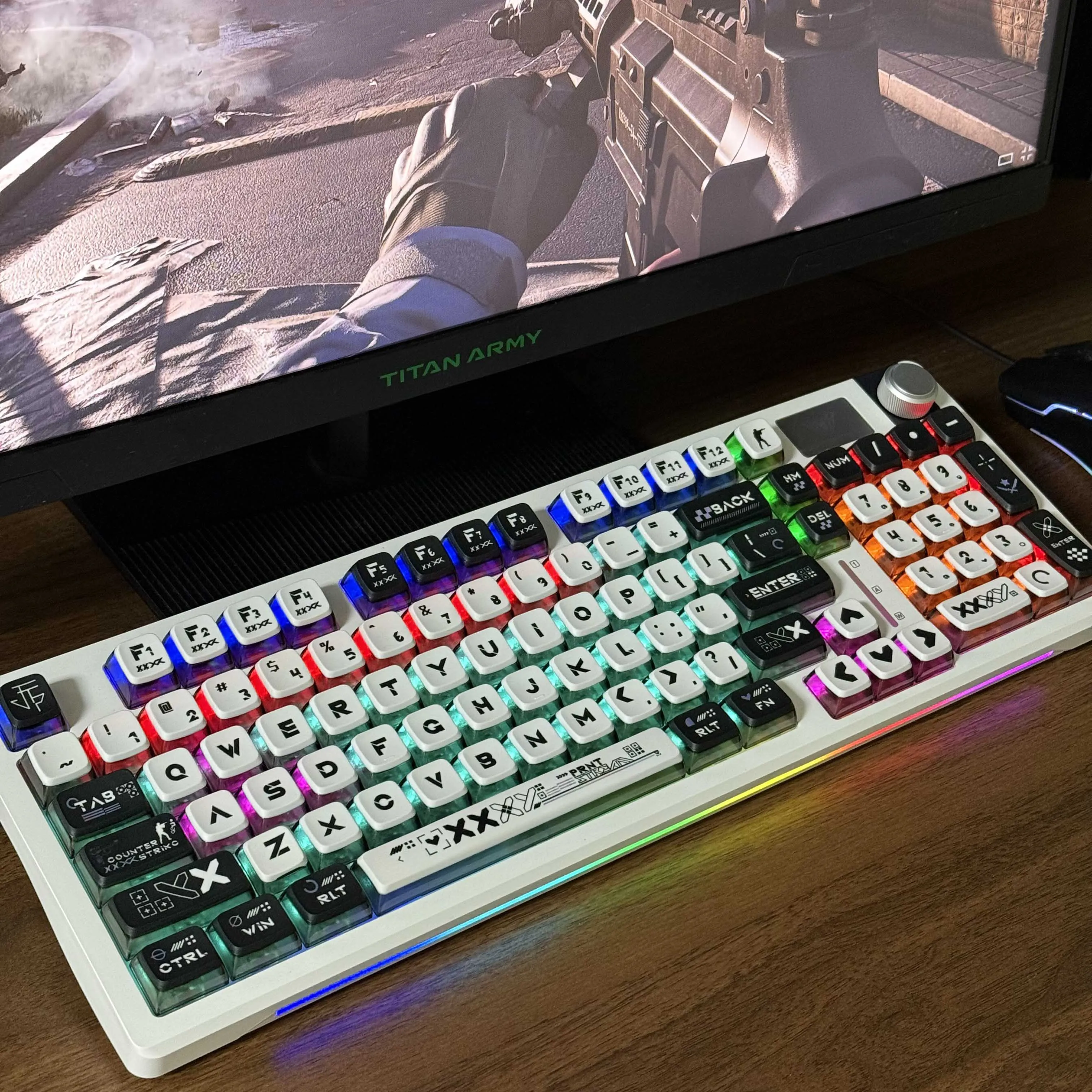 Pudding Keycaps 4-Side Translucent Top Pattern Doomsday Printing set with Numpad for 60% 75% TKL 96% 100% Mechanical Keyboards