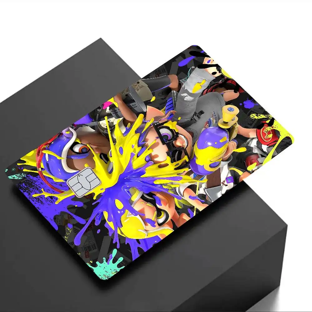 S-Splatoon 3 Anime Young Creidt Card Debit Card Sticker Film Case Front Tape For Small Big Chip No Chip