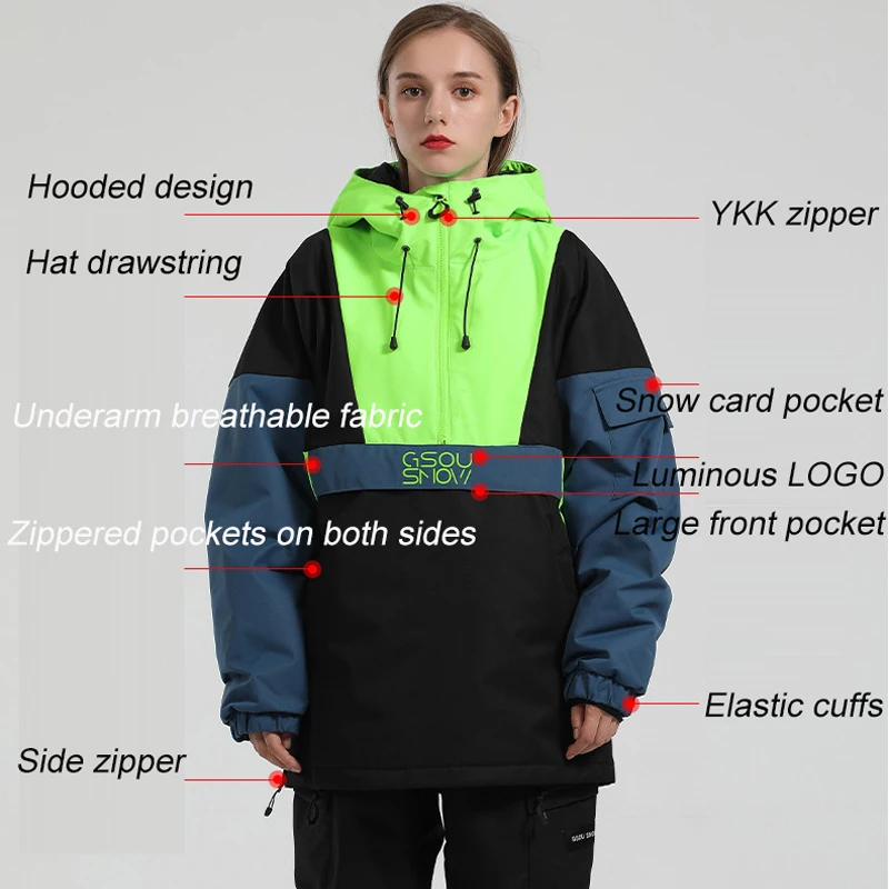 2022 Couple New Fashion Color Matching Ski Suit Men Women Windproof Waterproof Snowboard Jacket Pants Suit Female Snow Costumes