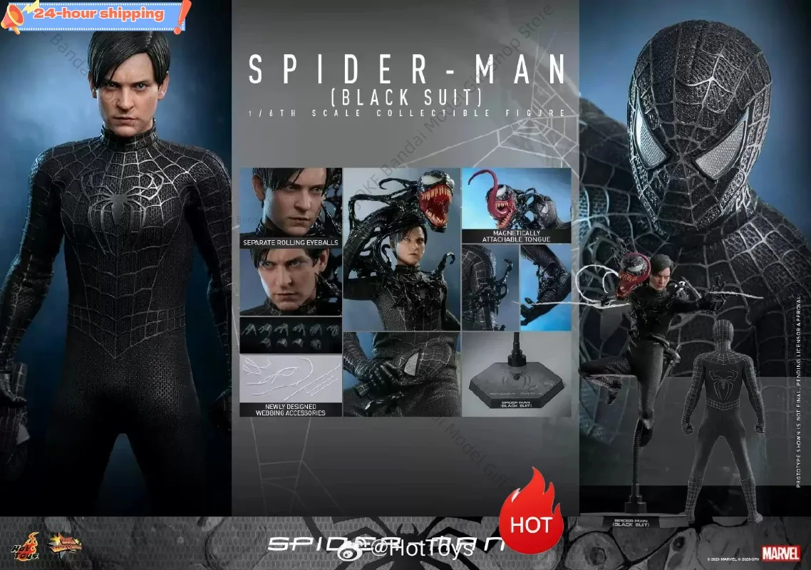 

In Stock MMS727 1/6 Spider Man 3 Tobey Maguire Black Combat Clothing Normal Version Full Set 12in Action Figure Model