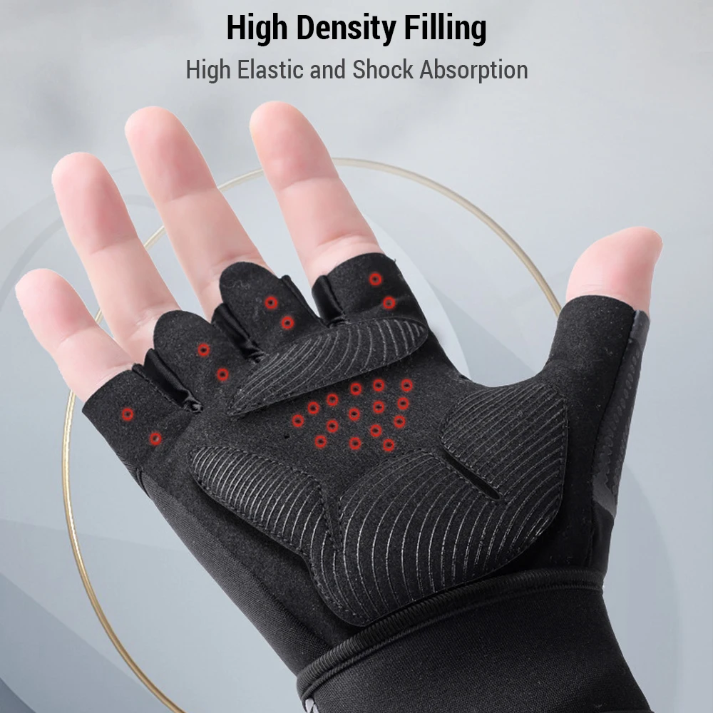 

Breathable Fingerless Workout Gloves with Full Palm Protection for Weightlifting Cycling Exercise, Black&Grey Black&Orange, M L