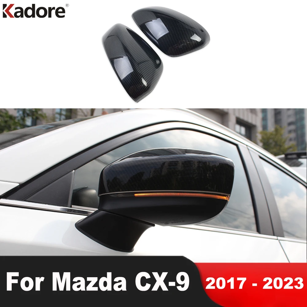 For Mazda CX9 CX-9 2017 2018 2019 2020 2021 2022 2023 Carbon Rearview Mirror Cover Trim Side Mirrors Covers Cap Car Accessories