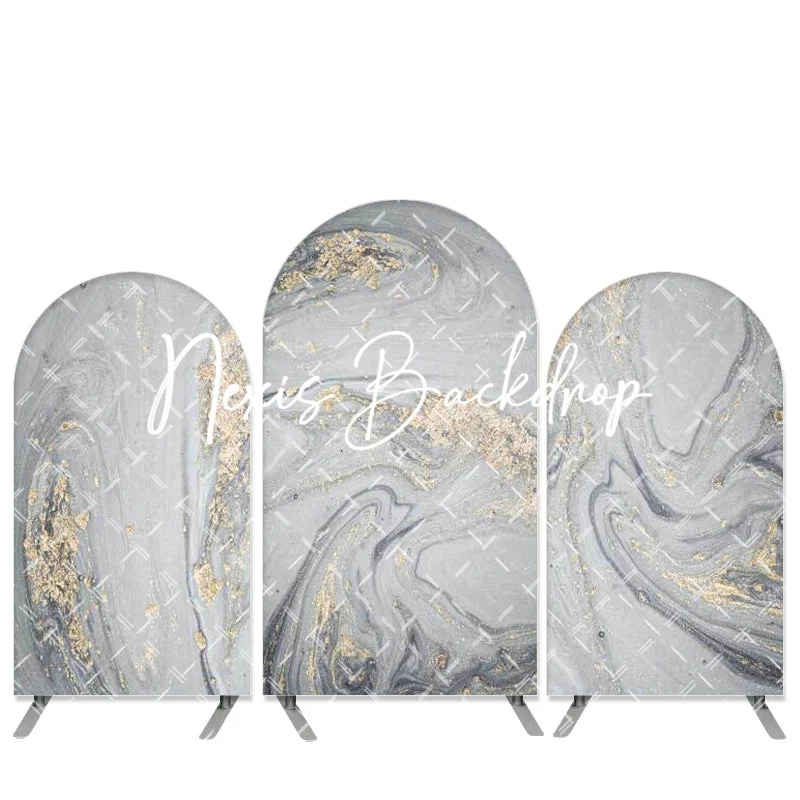 Double-Sided Vintage Abstract Gold Grey Backdrop for Party Photography Marble Texture Wall Background Women Men Birthday Banner