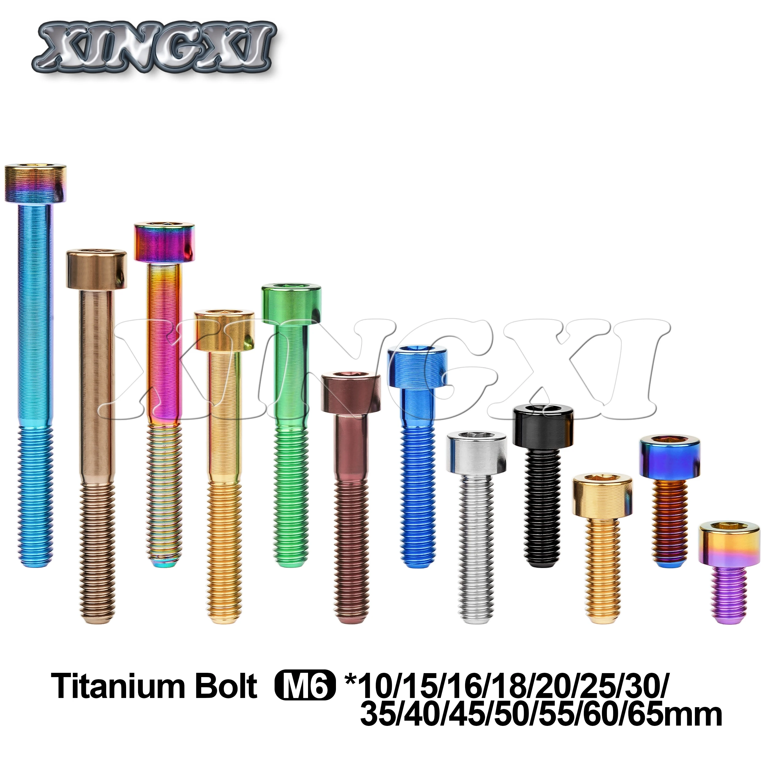 Титановый титановый Ti-болт Xingxi M6X10, 15, 18, 20, 25, 30, 35, 40, 45, 50, 55, 60, 65 мм, клеммный винт для горного/дорожного велосипеда,