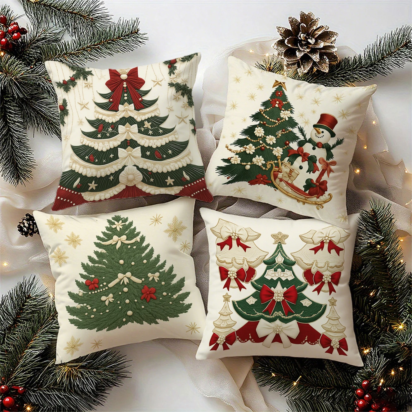 Christmas Tree Throw Pattern Cushion Cover Suitable for Sofa Bedroom Car Pillow Cover