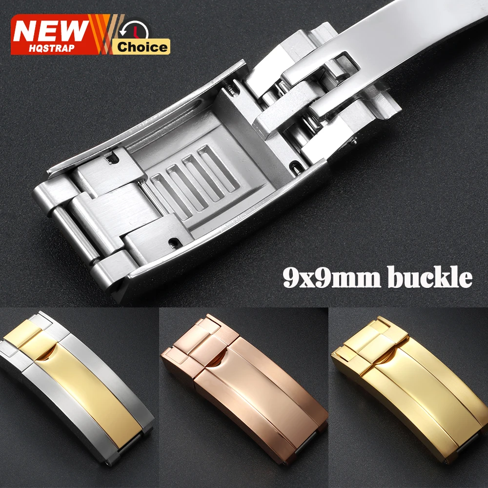 9 مللي متر x 9 مللي متر للطي مشبك ل رولكس دايتونا حزام ساعة اليد المشبك ل يخت ماستر الصلبة الفولاذ المقاوم للصدأ زر ساعة أدوات إصلاح #1