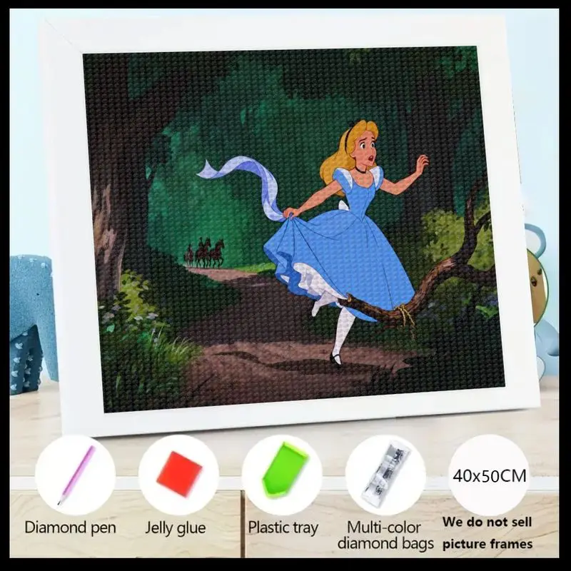 

1 шт., набор для алмазной живописи «Алиса в стране чудес», 5D, классическая анимированная сказка, Алиса, полная дрель, стразы, вышивка, 40x50 см