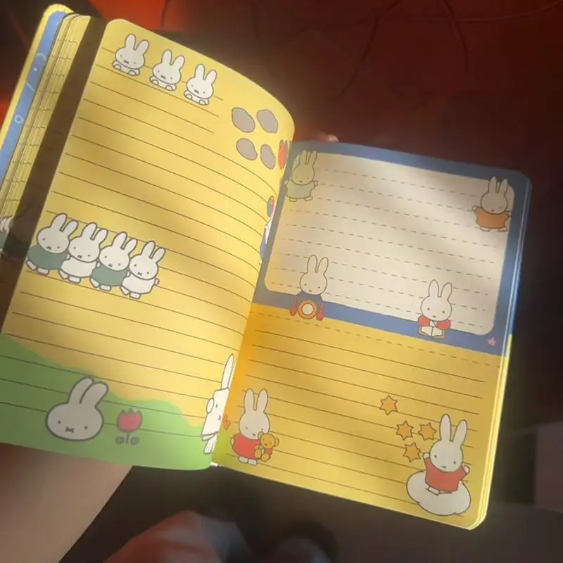 Cute Miffy Leather Notebook Anime Peripheral Printed High Appearance Student Notebook Color Inner Pages Thickened Handbook Diary