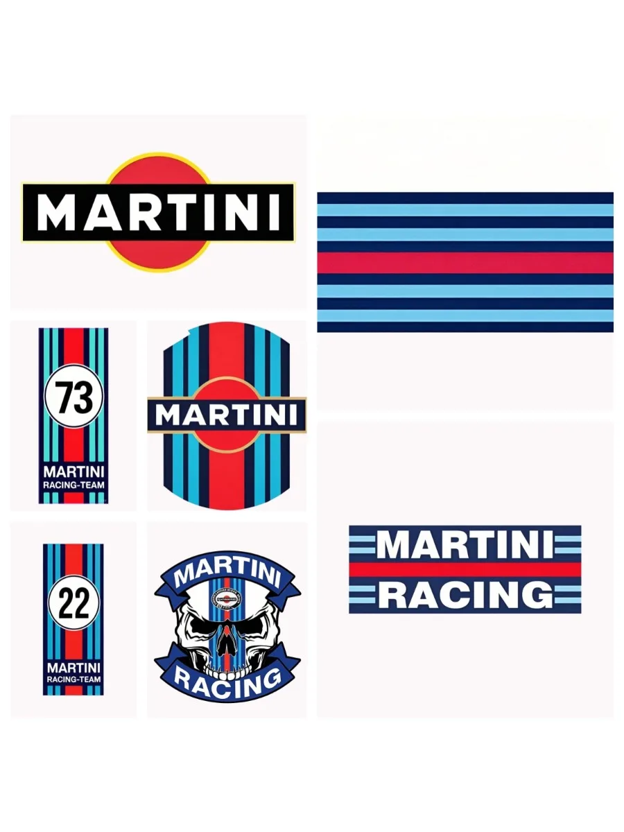 MARTINI – autocollants de colle pour panneaux de protection solaire, pour voiture, course de Motocross, tout-terrain, coffre d'ordinateur portable, casque, autocollants en PVC, décor