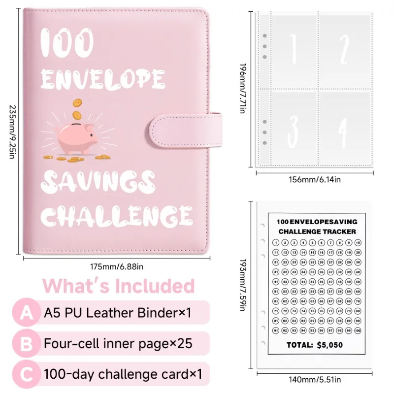 100EnvelopeChallenge 100 Days Save Money Challenge Cash Savings Book