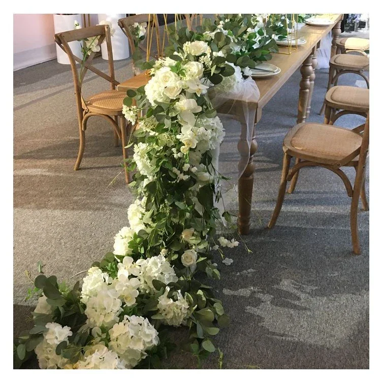 Wedding decoration green plant bending top table rose flower garland