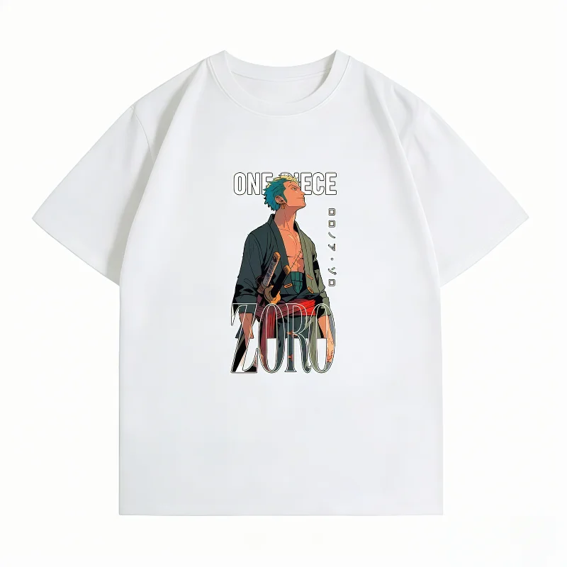 Men's Clothing New 100% Cotton Summer T-Shirt Bandai One Piece Men's T-Shirt Roronoa Zoro Urban Print Casual Men's T-Shirt