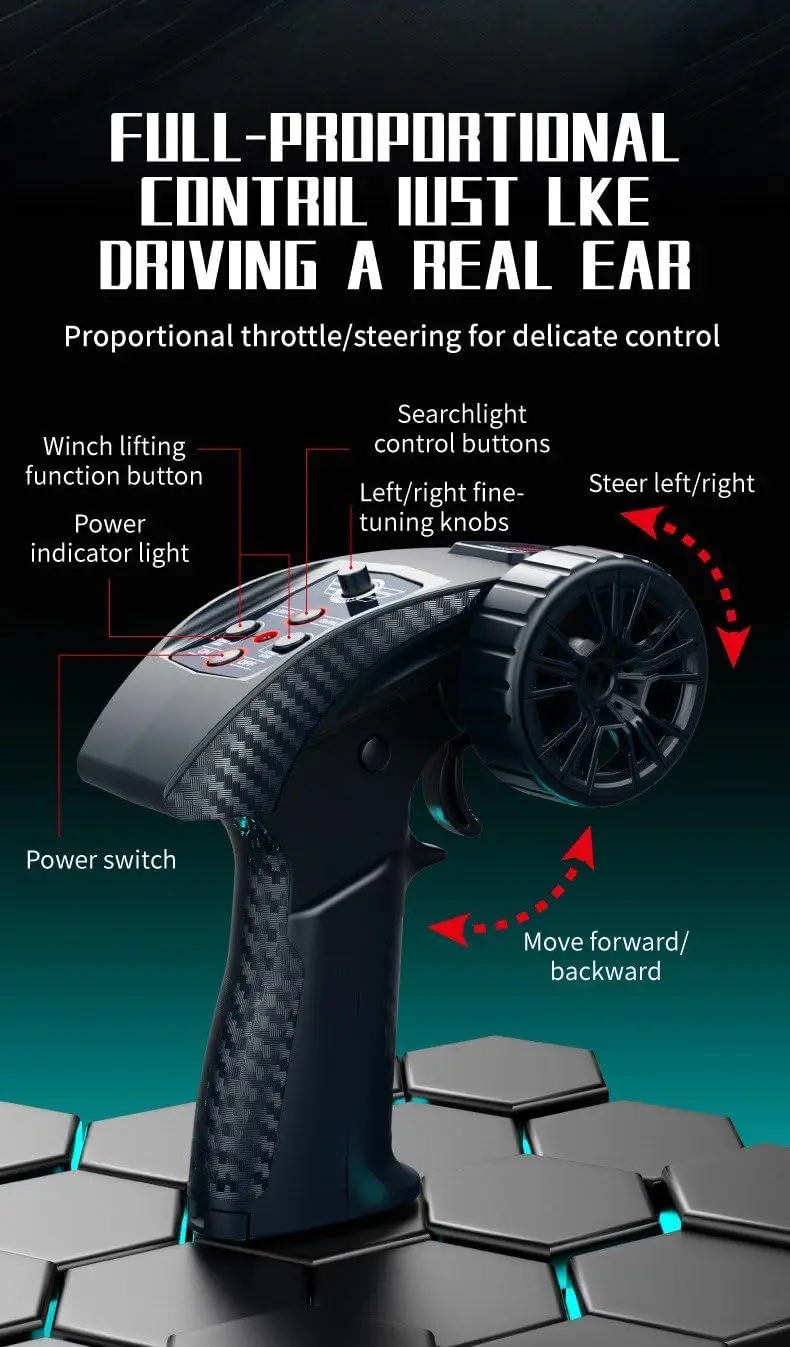 RC car Model Remote Control Climbing car C8835 All Terrain Off-Road Vehicle Military Truck Model Multifunctional with Hook Simul