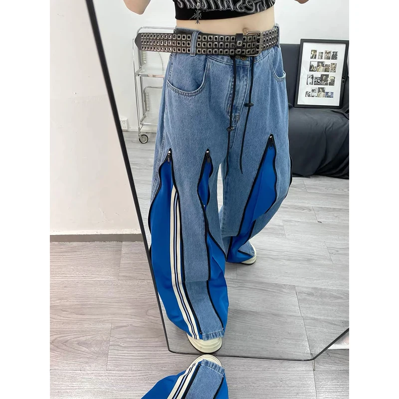 YIBASHU الشتاء المرأة الدنيم السراويل اليابانية Y2K 2000s واسعة تناسب فضفاض أمي الجينز الجرونج Harajuku كاوبوي جينز مكدسة عالية الجودة