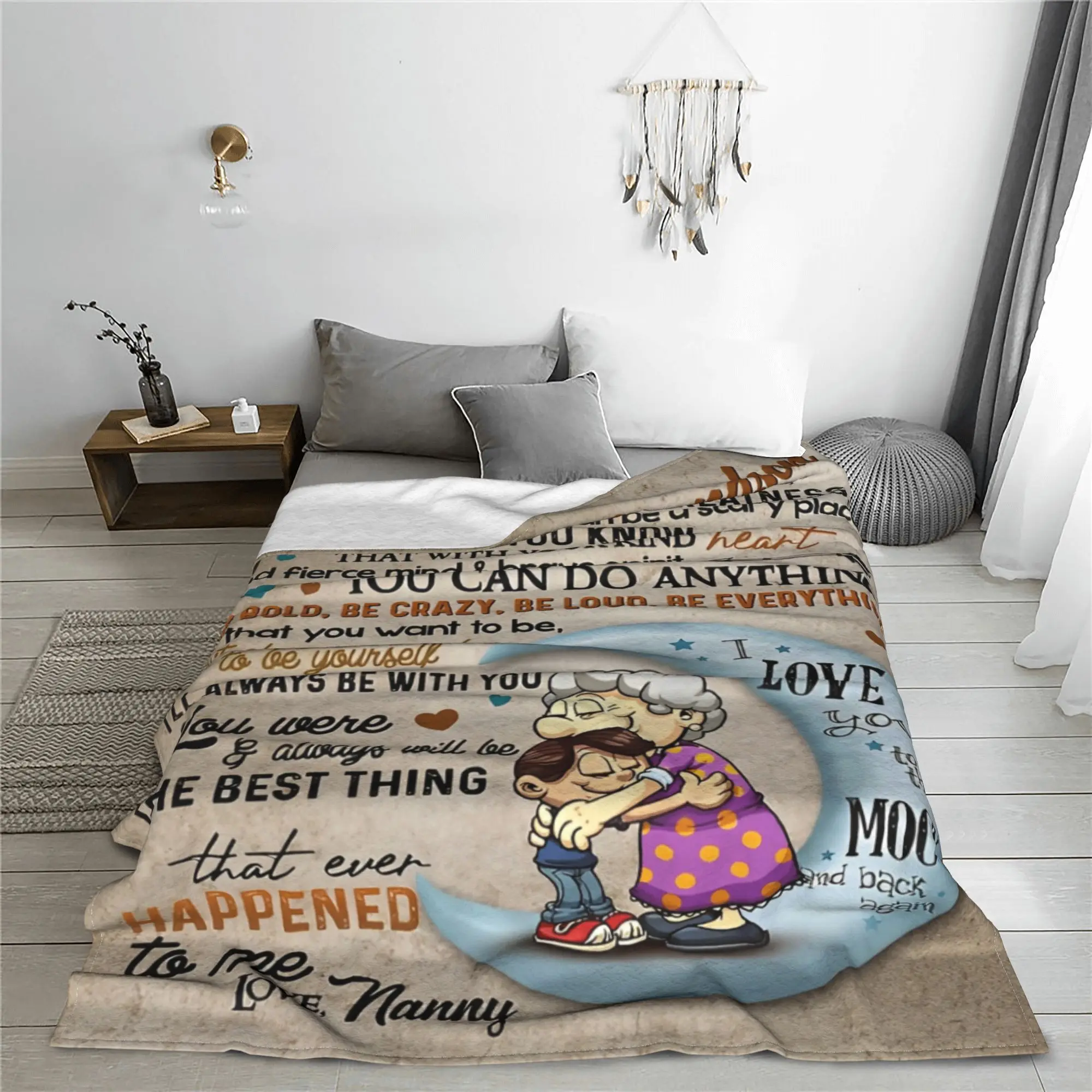 To My Granddaughter Para Mi Nieta Blanket Family Love Wool Novelty Breathable Throw Blanket for Home Spring Autumn