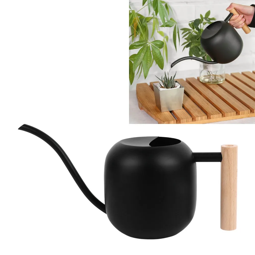 1.2L Metal Watering Can Long Neck Spout No Spill Stainless Steel Watering Can Balanced Grip Precise Pouring