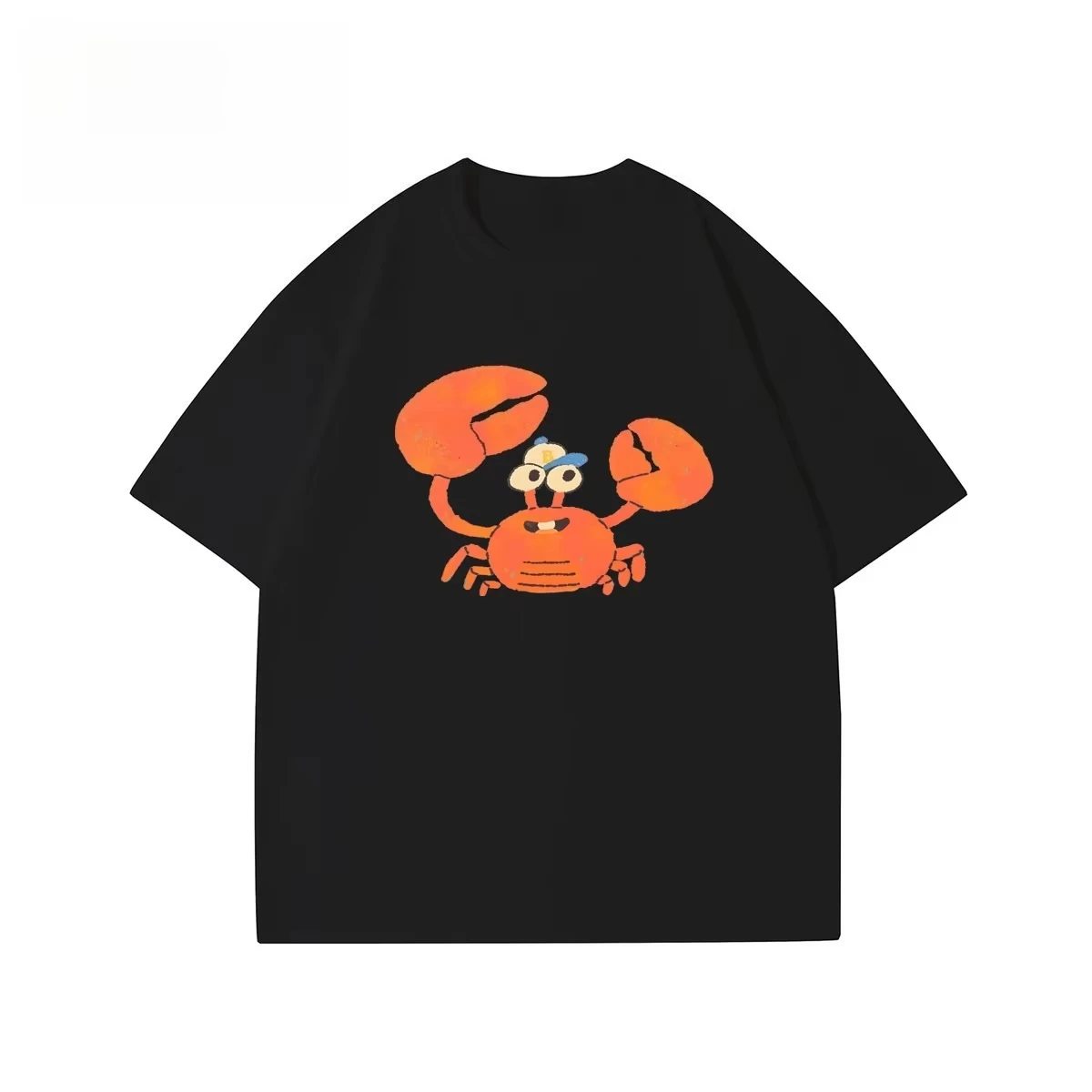 

Cartoon Crab Print Short Sleeve T-shirt Men's and Women's Summer Casual Loose Cotton Round Neck harajuku oversized t shirt