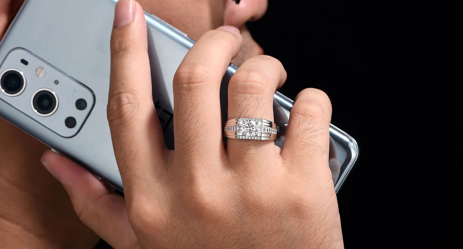 Newshe Genuine 925 Sterling Silver Wedding Rings for Men Moissanite 1.25Ct Round White Simulated Diamond Luxury Fine Jewelry