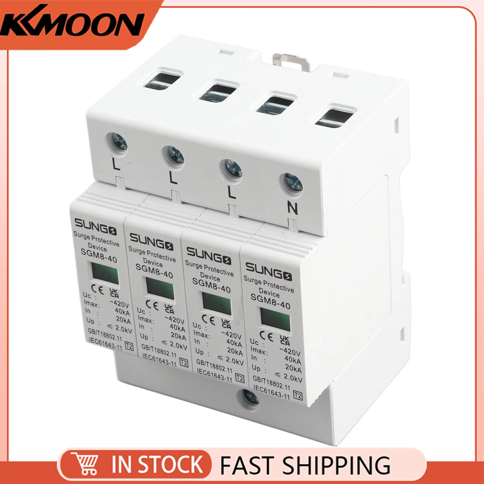 4P 20KA-40KA House Surge Din Rail جهاز صواعق الحماية من الجهد المنخفض لحماية الرعد