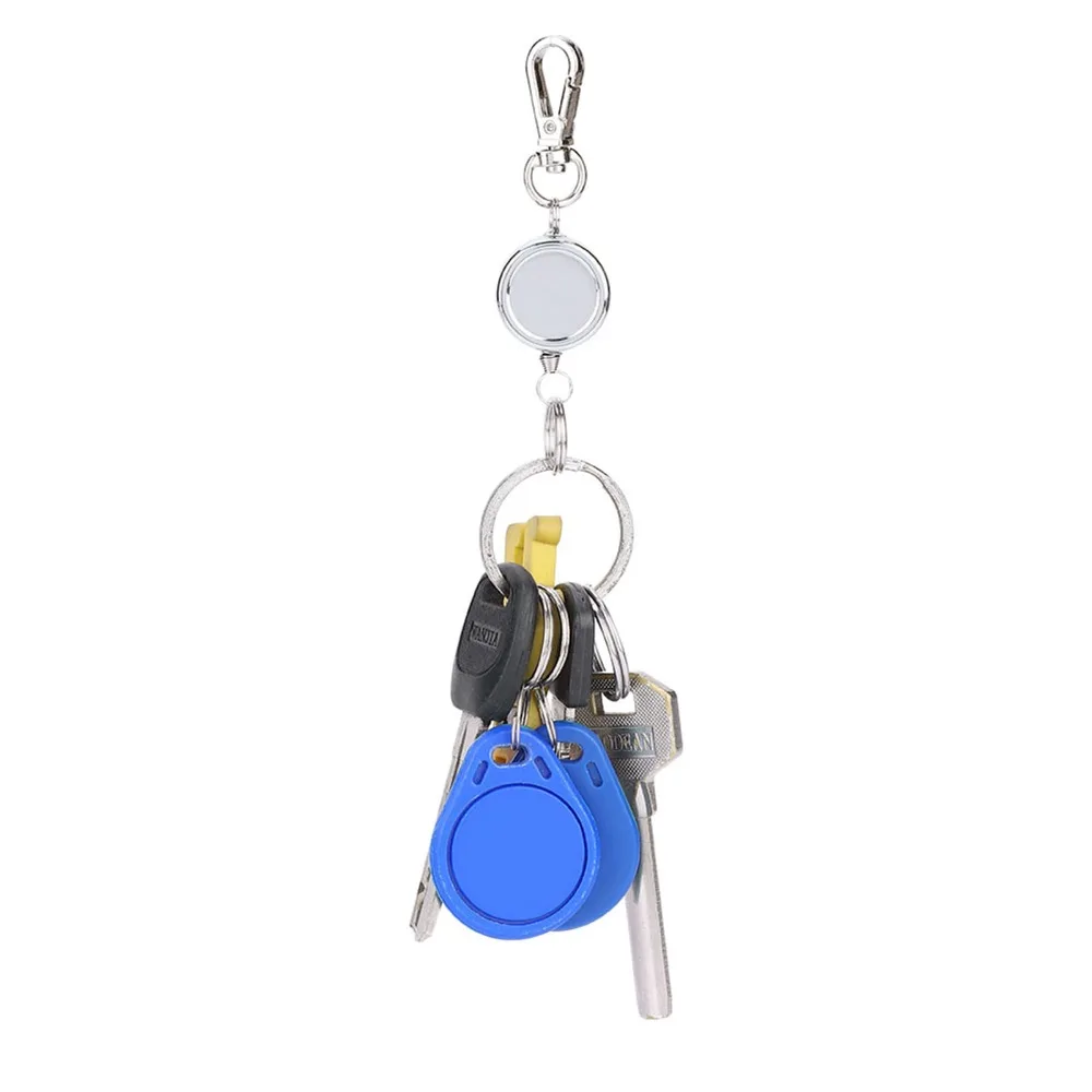 2 Pcs Metal Anti Theft Key Buckle High Resilience Stretch Nylon Locking Mechanism Retractable Key Chain Key Ring Reel