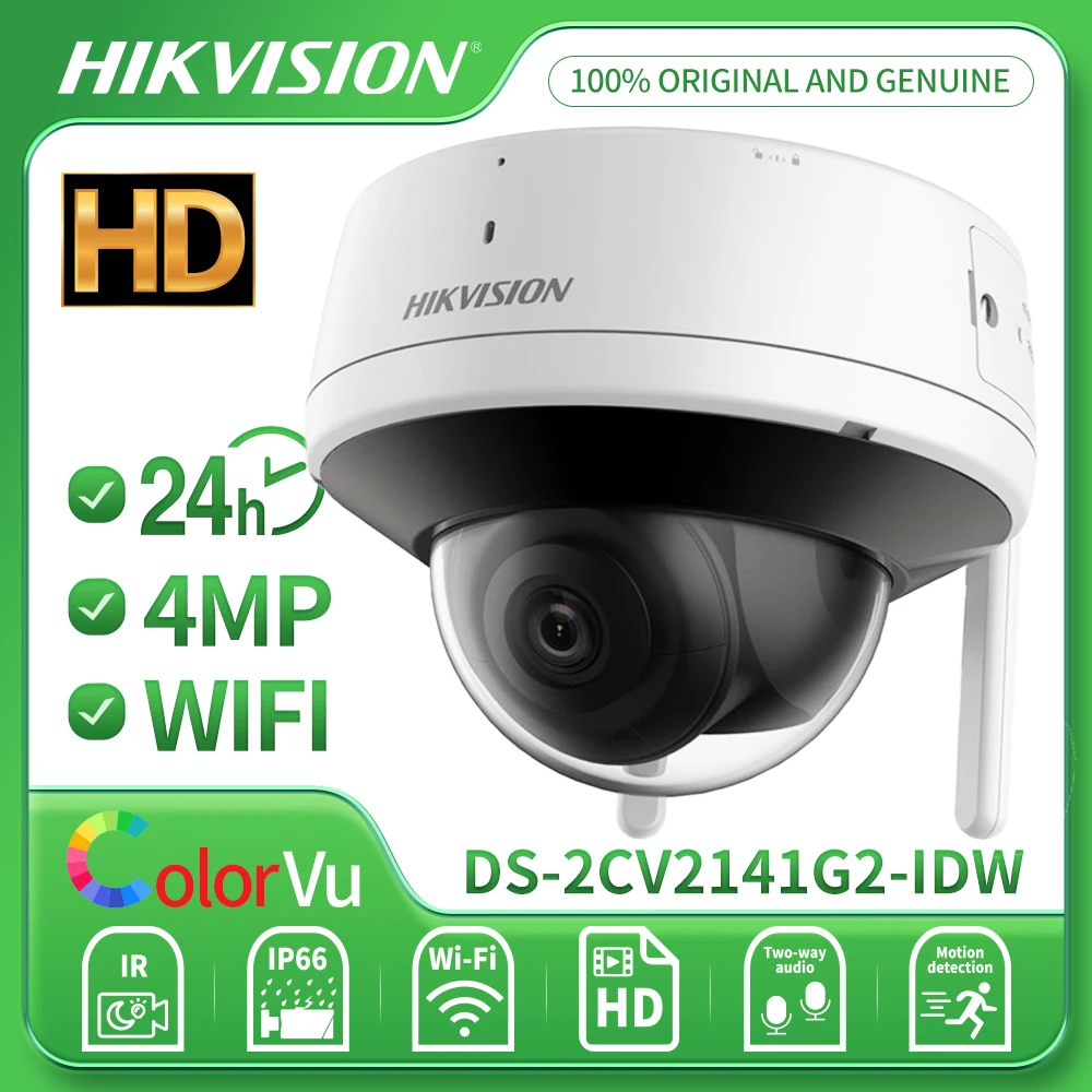 Hikvision 4MP DS-2CV2141G2-IDW Wifi Dome IP Camera Outdoor Two-way Audio Wireless 2K Security CCTV Night Vision Motion Detection