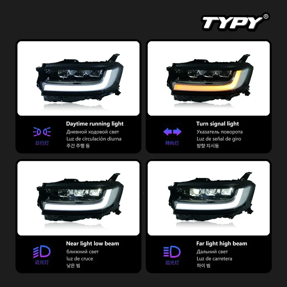 

Автомобильные фары TYPY для Toyota LC300, светодиодные фары для проектора, 2022-2023, дневные ходовые огни, автомобильные аксессуары